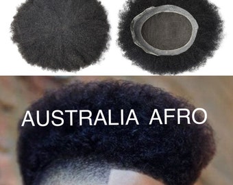Just Hair Piece Australia Afro Curly Mens Toupee Lace PU African American Human Hair System for Men 10mm