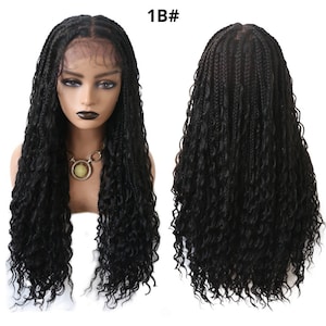 Curly Braided Swiss Lace Front Wigs for WomenBaby Hair Kanekalon Synthetic 29”