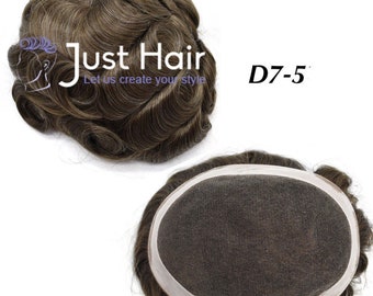 French lace Men Toupee Men Grey Hairpieces Human hair Replacement for Men D7-5