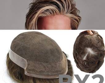 JustHair French Lace Natural Men’s Toupee Breathable Hairpiece Hair Replacement System BX2