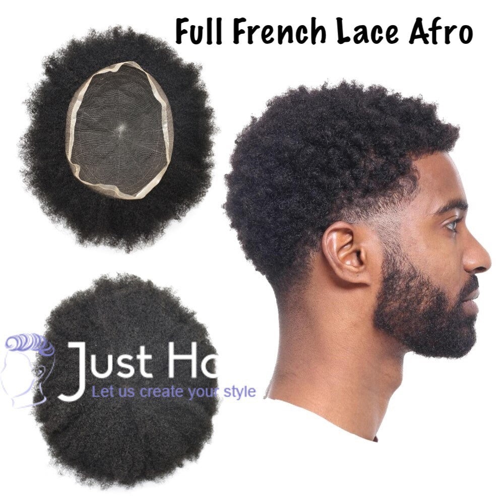 Full Lace Men's Toupee for Black Men Afro Toupee African American Wigs Hair  Unit