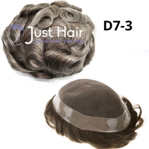 Fine Mono Durable Mens Toupee Hairpiece 100% Human Hair Replacement System D7-3