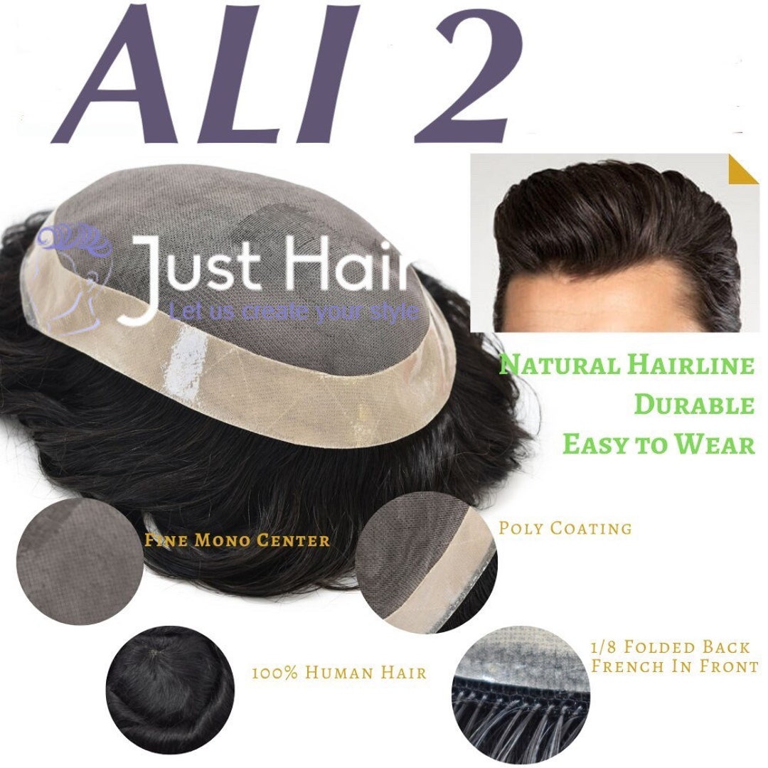 Poly Wigs Fine Mono Men Toupee 1’’ Poly Coating Human Hair System Wig Hairpiece ...
