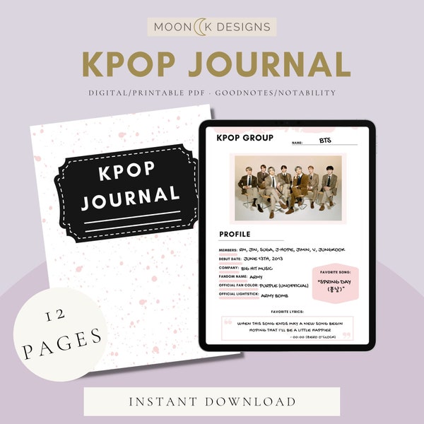 Kpop Journal Printable / Kpop Idols Tracker / Kpop Gift / Korean Idols Prints