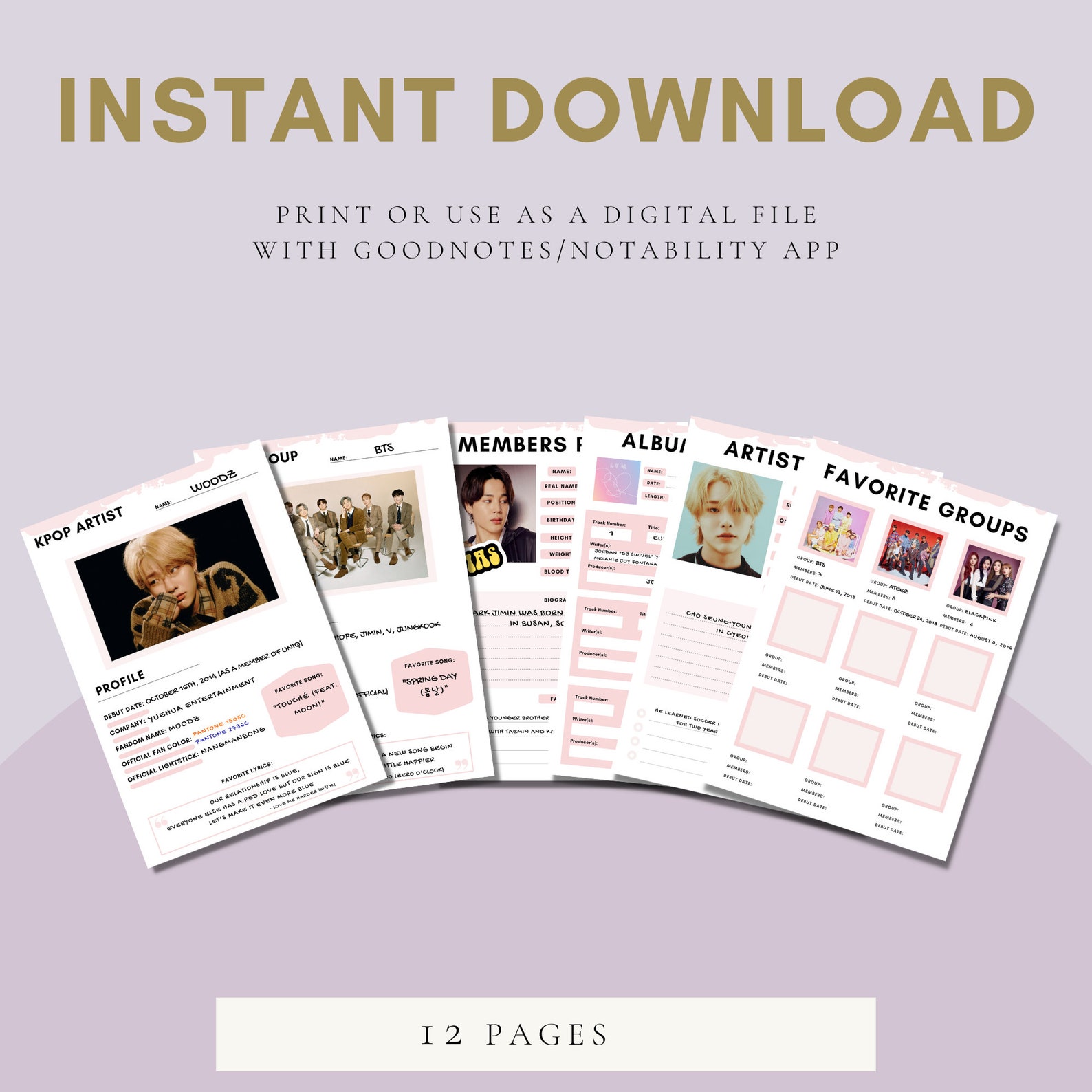 Kpop Journal Printable / Kpop Idols Tracker / Kpop Gift / Korean Idols ...
