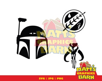 Boba Fett SVG Bundle - Star Wars SVG - Boba Fett Helmet SVG - Cricut and Silhouette Studio compatible - The Mandalorian