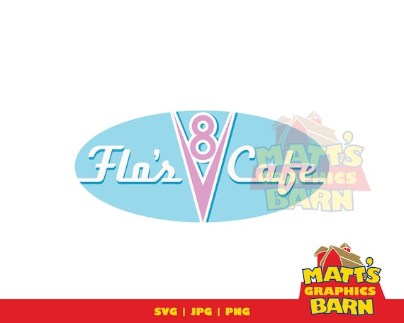 Flo's v8 Cafe logo SVG - Cars SVG - lightning McQueen