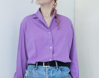 Chemise vintage 80s mauve/violette en coton