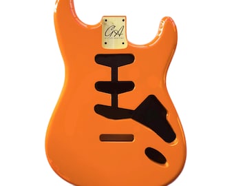 Stratocaster Gitaarbody SSS - Capri-oranje - 2-delig Amerikaans elzenhout
