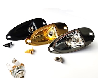 Stratocaster Jack Plate and Socket 1&#39;4 Mono Output Jack – Chrome Black Gold