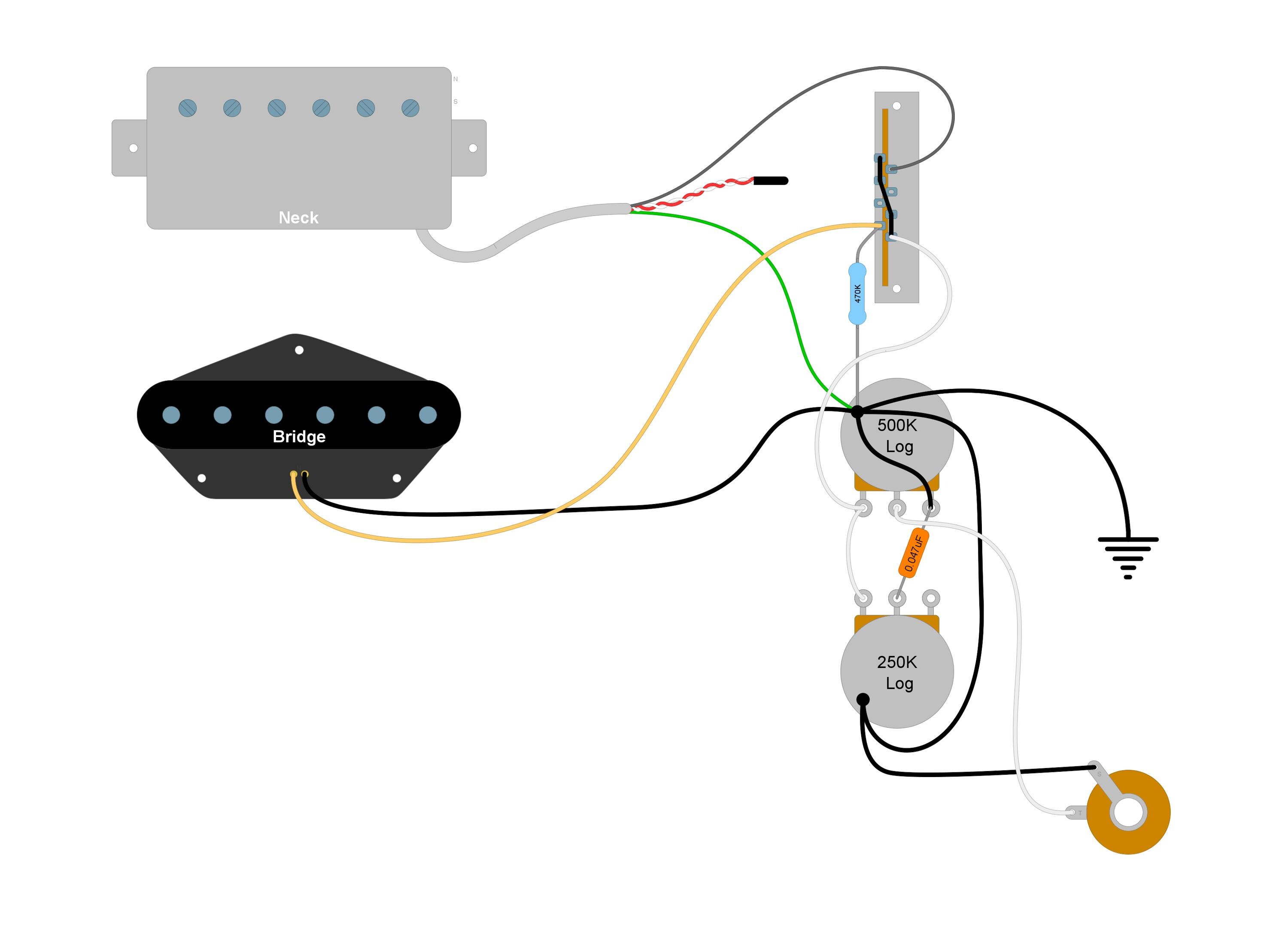Telecaster Verkabelungs Kit - HS Layout - Pro (CTS, Switchcraft ...