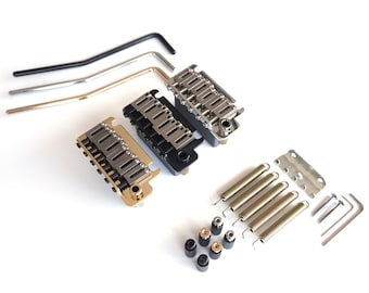 Stratocaster 2-Point Tremolo Bridge – Steel Block Sustainer Saddles – Chrome Black Gold