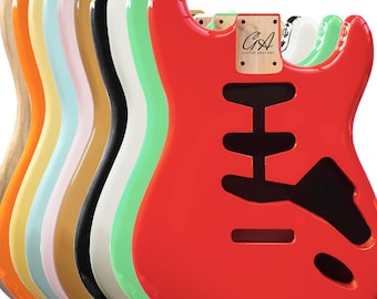 Strat Guitar Body Nitro, Poly, Unfinished Alder Ash Guitar Anatomy® Stratocaster