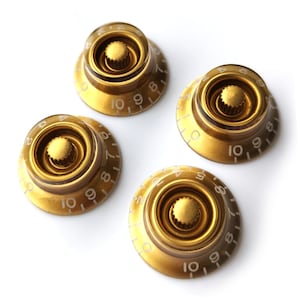 Top Hat Speed Control Knobs Left Handed – Volume Tone for Gibson & Epiphone Les Paul – Gold