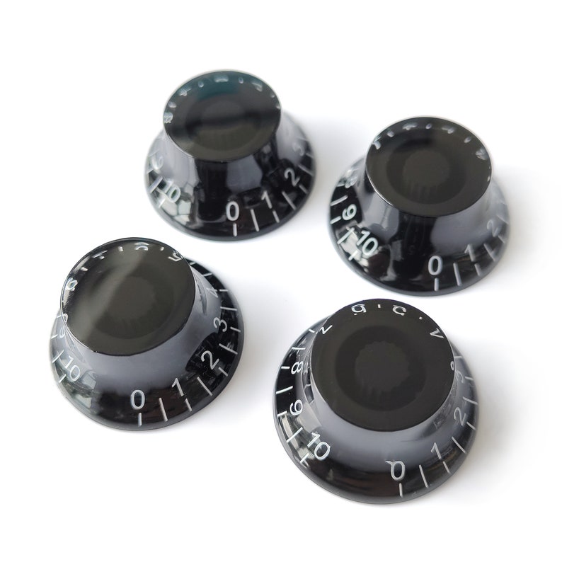 Perillas de control de velocidad Top Hat: volumen y tono para Gibson y Epiphone Les Paul, color negro 4x Knob