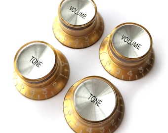 Manopole riflettore a campana per cappello a cilindro per mancini – Controlli del volume e del tono per Gibson e Epiphone – Oro Argento