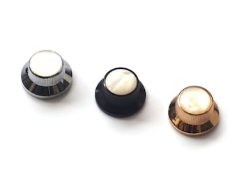 Stratocaster Control Knobs Metal Pearl - Chrome, Black, Gold