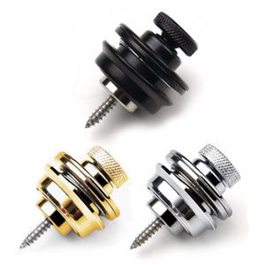 Puede incluir: Tres botones para correa de guitarra en acabados negro, dorado y plateado. Cada botón tiene un tornillo para sujetarlo a una correa de guitarra.