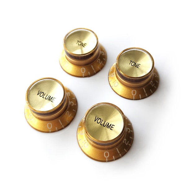 Top Hat Bell Reflector Knobs – Volume Tone Controls for Gibson & Epiphone – Gold