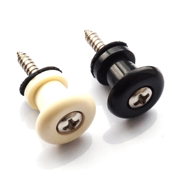 Acoustic Guitar Strap Buttons Vintage Style Pair - Cream, Black