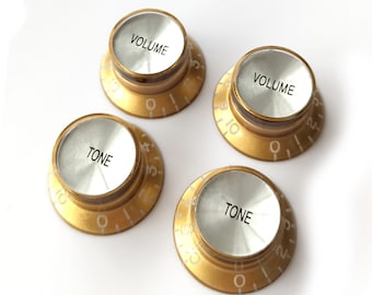 Top Hat Bell Reflector Knobs – Volume Tone Controls for Gibson & Epiphone – Gold Silver