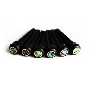 Hand Crafted Ebony, Abalone and Brass Bridge Pins