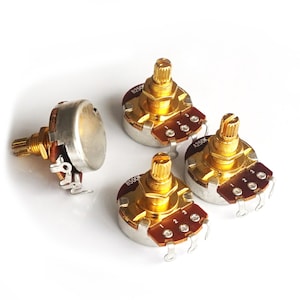 GA Gold Guitar Pots – Potentiometer Vol / Tone 250k 500k A or B Linear/logarithmic