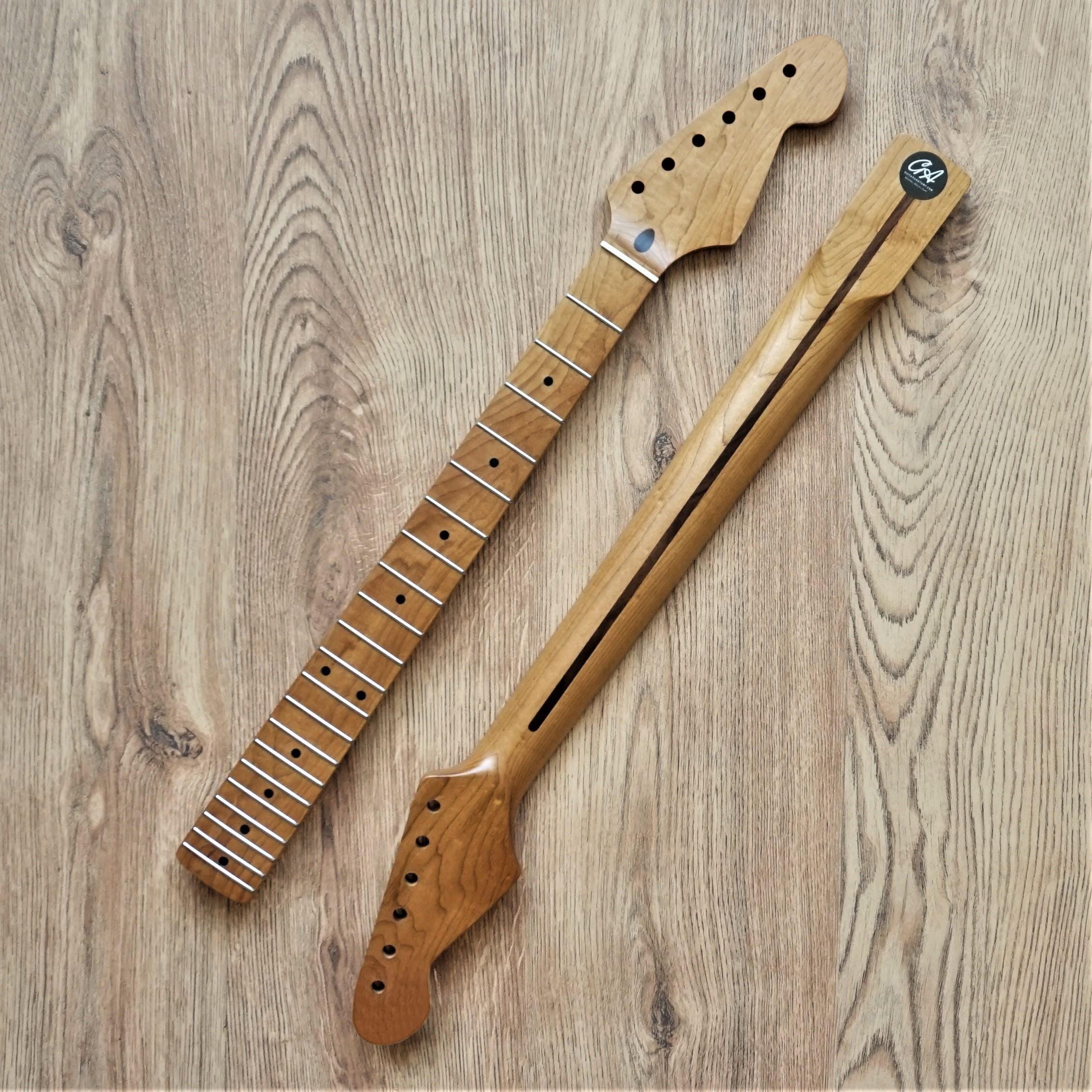 Stratocaster Compatible Roasted Maple Vintage Guitar Neck Nitro Satin 21 Fret Stainless Steel