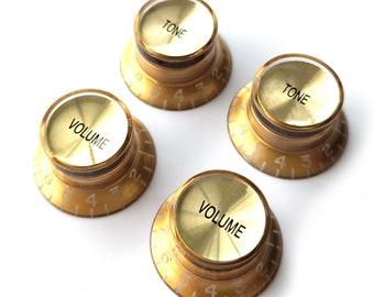 Manopole riflettore a campana per cappello a cilindro per mancini – Controlli del volume e del tono per Gibson e Epiphone – Oro