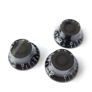 Perillas de control de velocidad Top Hat: volumen y tono para Gibson y Epiphone Les Paul, color negro 3x Knob