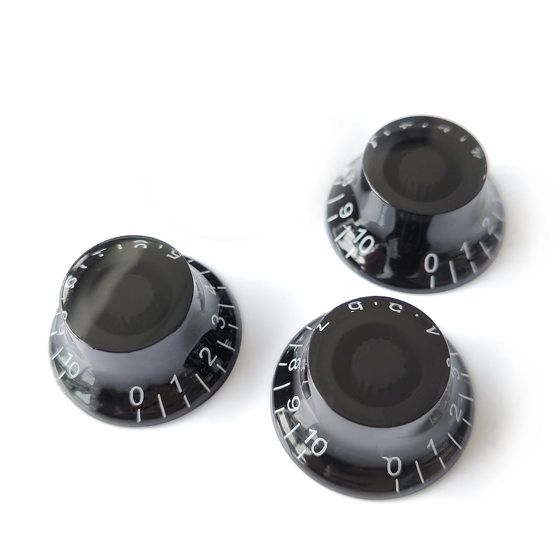 Perillas de control de velocidad Top Hat: volumen y tono para Gibson y Epiphone Les Paul, color negro 3x Knob