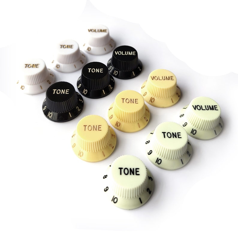 Stratocaster Tone & Volume Knobs – Set or Individual – White, Cream, Mint, Black image 1