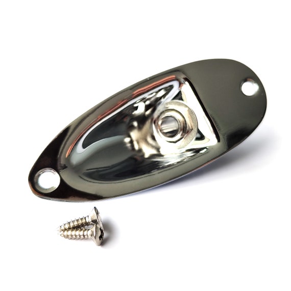 thumbnail image 2 of Chrome Electric Guitar Jack Plate – ST Style, Boat Jack Socket For Strat – Made In China 2 of 4