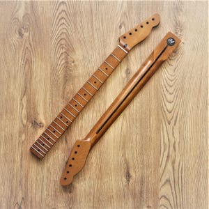 Telecaster Compatible Roasted Maple Vintage Guitar Neck Nitro Satin 21 Fret Stainless Steel