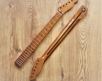 Telecaster Compatible Roasted Maple Vintage Guitar Neck Nitro Satin 21 Fret Stainless Steel
