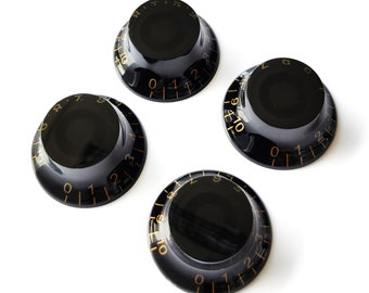 Top Hat Speed Control Knobs – Volume Tone for Gibson & Epiphone Les Paul – Black Gold