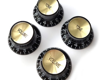 Manopole riflettore a campana per cappello a cilindro per mancini – Controlli del volume e del tono per Gibson e Epiphone – Nero Oro