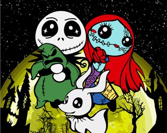 jack and sally tumbler wrap png sublimation