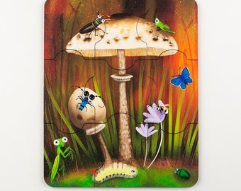 Wooden Puzzle Parasol Mushroom (9/16/30 pieces)