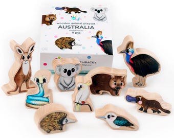 Wooden Animal Play Set - AUSTRALIAN ANIMALS