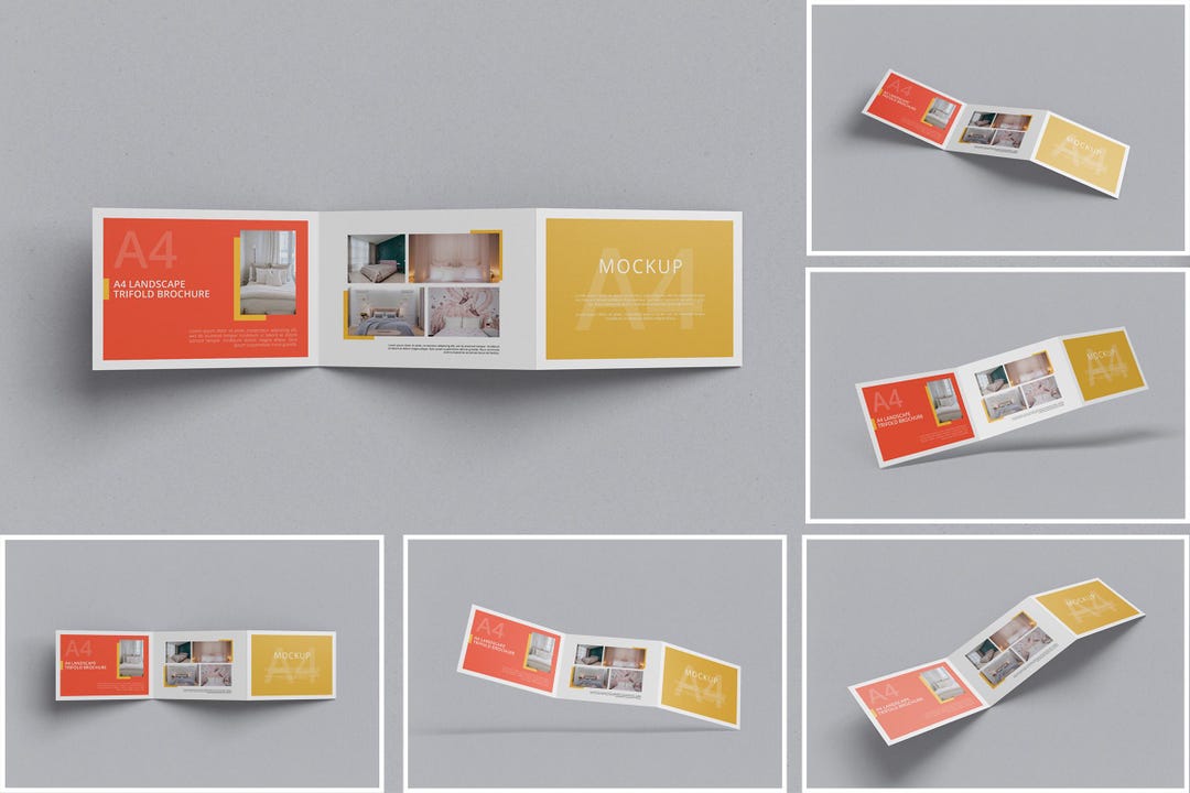 A4 Landscape Trifold Brochure Mockup | Clean Minimal Brochure Template ...