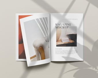 A4 Magazine Mockup, Shadow Overlay, Photoshop Template (Digital Download)