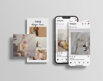 Mockup de postagem para Instagram | Modelo de identidade visual para redes sociais (arquivo PSD)