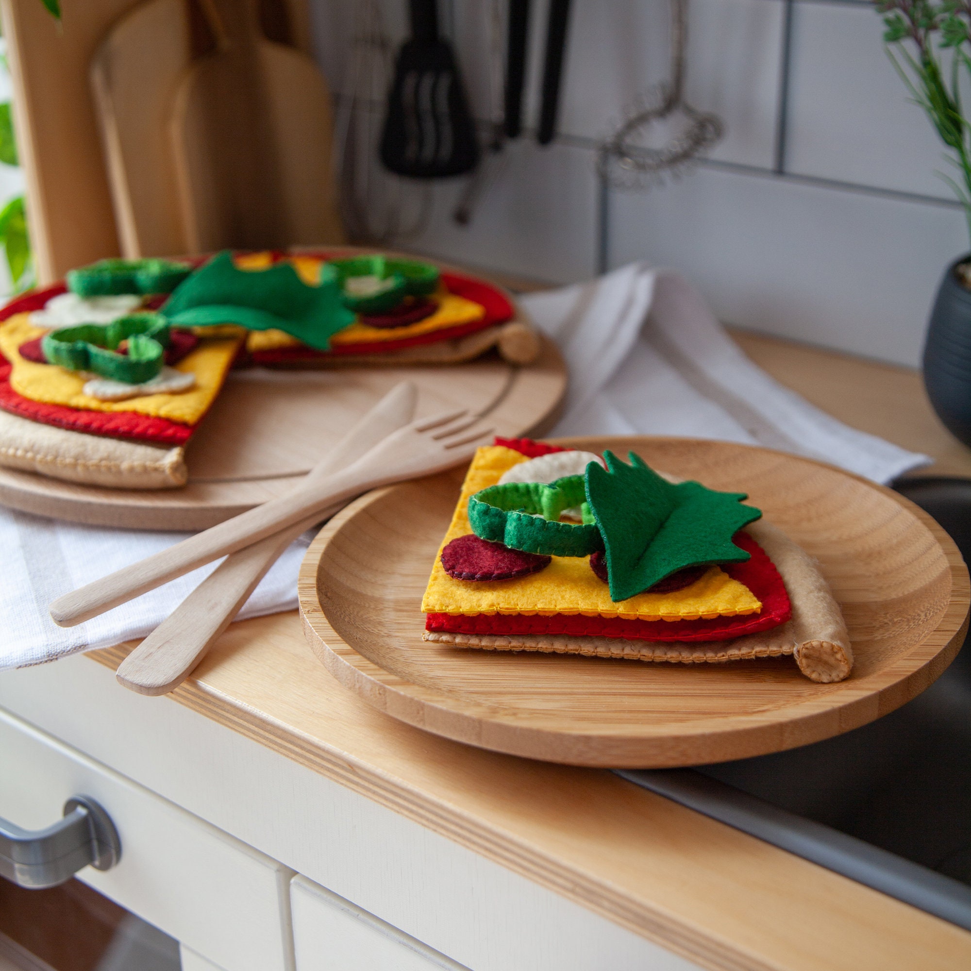 Play Food Felt Pizza Play Set Felt Toys, Felt Food, Roleplaying Toys