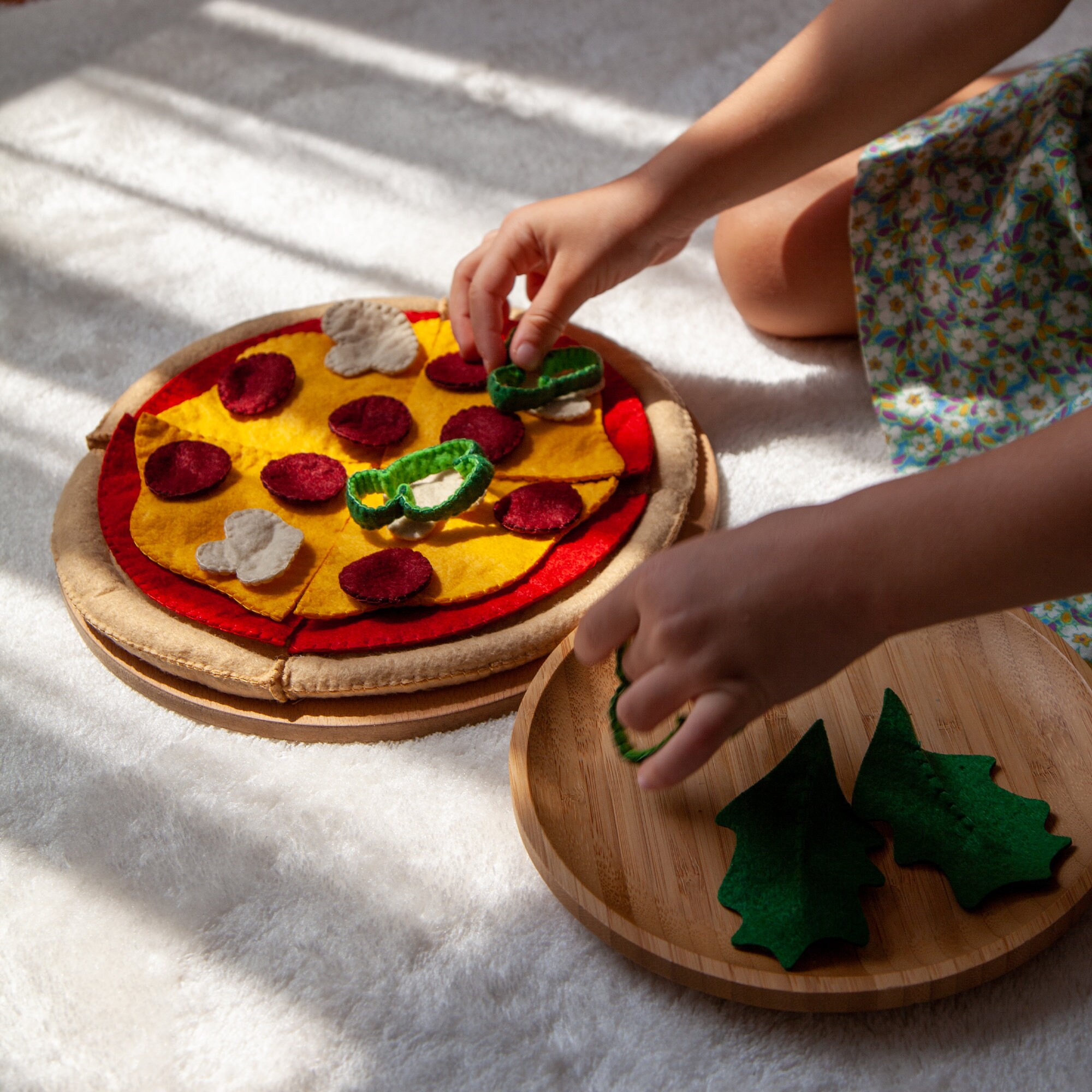 Play Food Felt Pizza Play Set Felt Toys, Felt Food, Roleplaying Toys