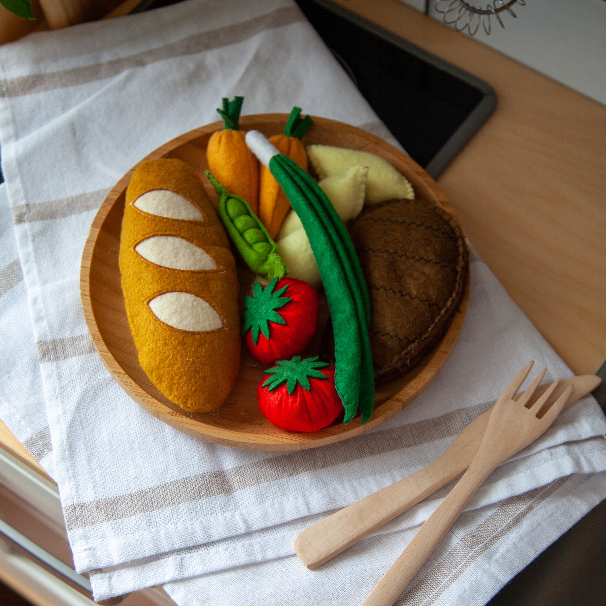 Felt Steak Play Set Play Food, Felt Food, Felt Roleplaying Toys, Felt