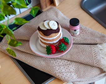 Ensemble de jeu de crêpes en feutre - Nourriture artificielle, Nourriture en feutre, Jouets de rôle, Jeux de feutre pour enfants, Jouets en feutre pour enfants, Jeux de simulation, Certifié CE