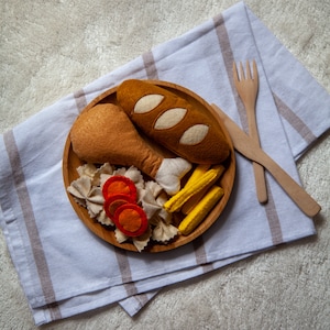 Play Food | Felt Chicken Food - Felt Toys, Felt Food, Role-Playing Toys, Felt Kitchen Toys, Felt Play Food Toy, Pretend play, CE Certified