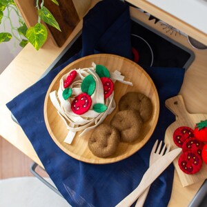 Fettuccine Play Set - Play Food, Felt Food, Role-Playing Toys, Felt Toys For Kids, Felt Play Food, Pretend play, CE Certified, Felt Toys