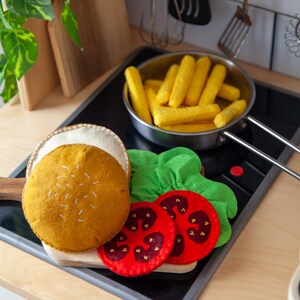 Play Food Felt Hamburger Play Set Felt Toys, Felt Food, Role-Playing Toys, Felt Toy For Kid, Montessori Toys, Pretend play, CE Certified image 7